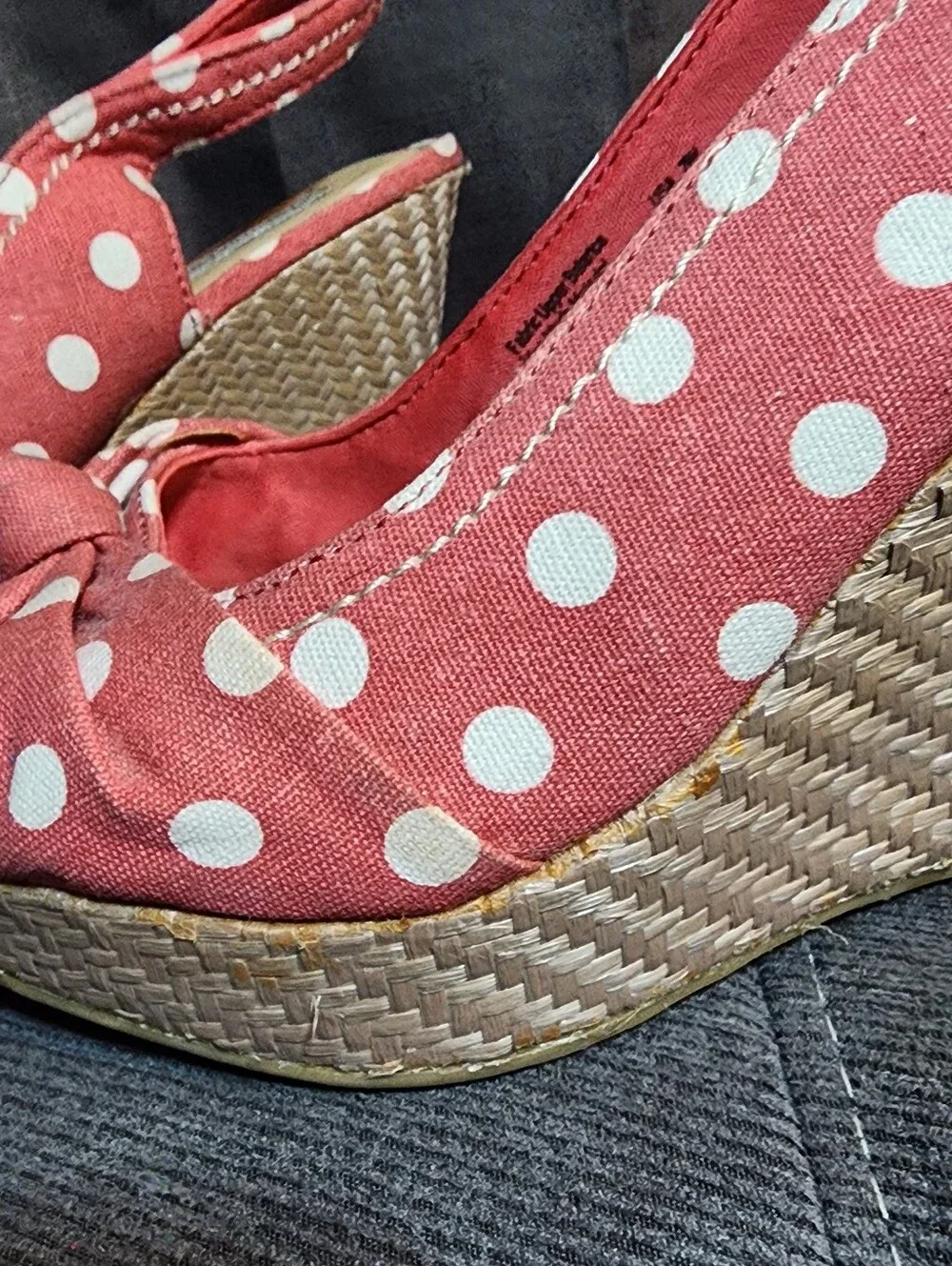 American Eagle Polka Dot Bow Espadrille Wedges Size 7W